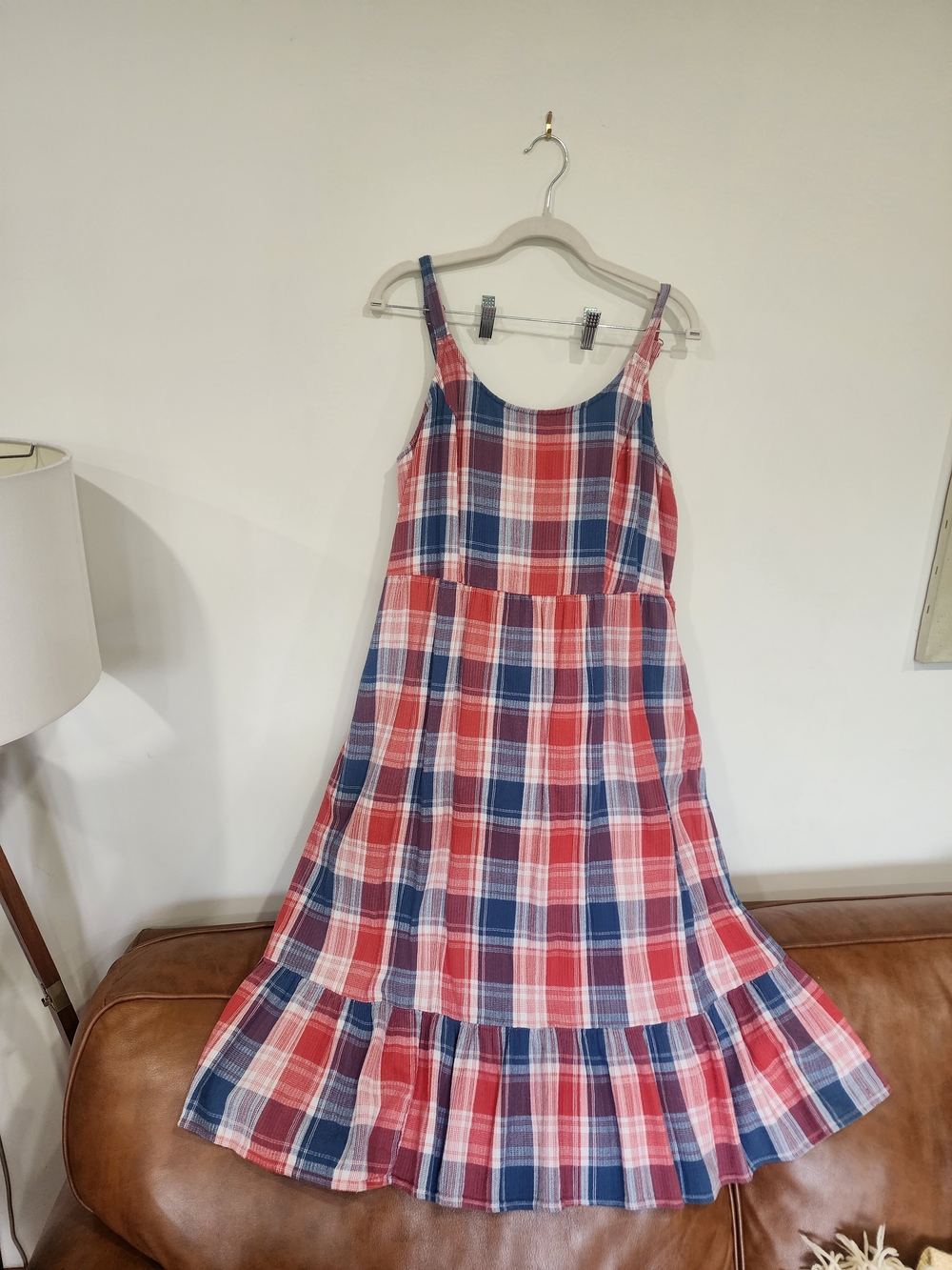 Sonoma Goods For Life Plaid Midi Dress XXL Womens Red White Blue 4th of July